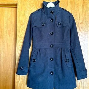 A. Byer Women's Gray Pea Coat & Black Buttons w/Pockets - Medium
